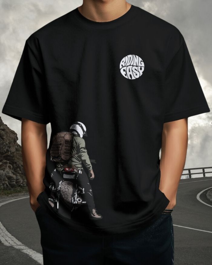 Rise Easy, Ride Hard Biker Oversized Tees