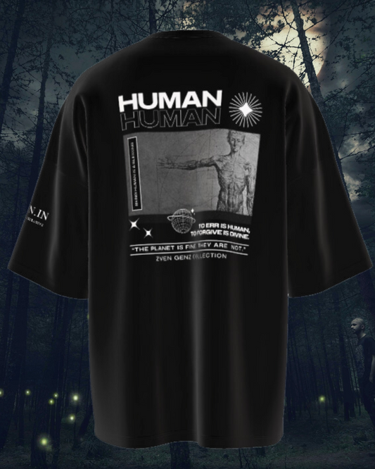 Stay Wild: Human Blueprint T-Shirt Oversized Tee