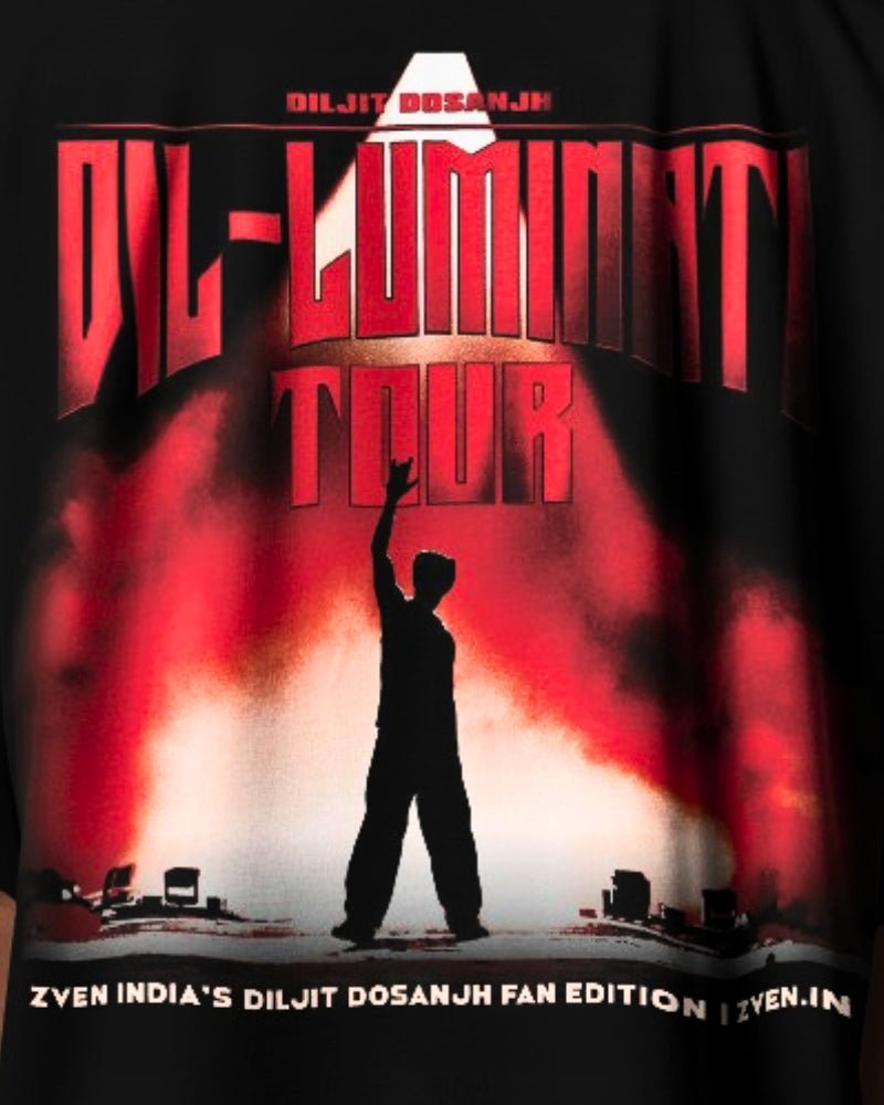 Diljit Dosanjh Dil - Luminati Tour Backlight Shadow T-Shirt | Limited Fan Edition | Front and Back - zven.in