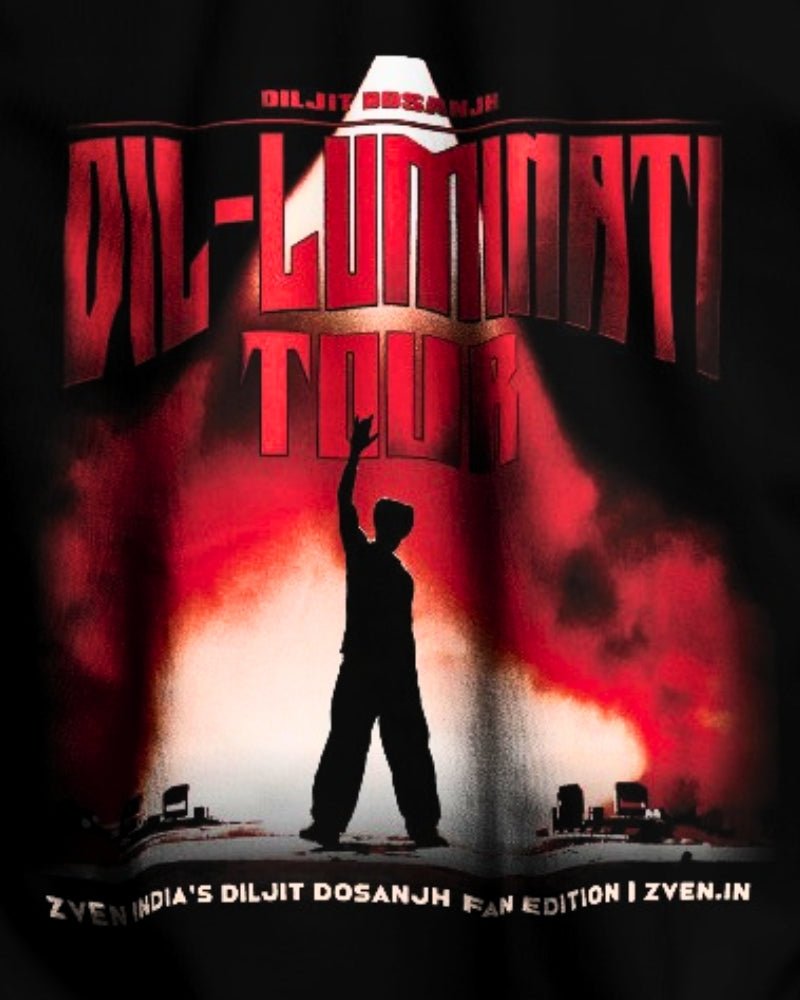 Diljit Dosanjh Dil - Luminati Tour Backlight Shadow T-Shirt | Limited Fan Edition | Front featured - zven.in