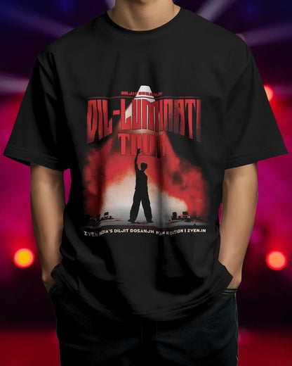 Diljit Dosanjh Dil - Luminati Tour Backlight Shadow T-Shirt | Limited Fan Edition | Front featured - zven.in