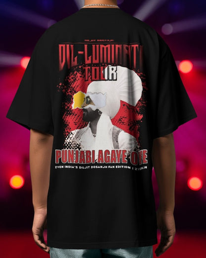 Diljit Dosanjh Dil - Luminati Tour Paper Scrap T-Shirt | Limited Fan Edition | Front and Back - zven.in