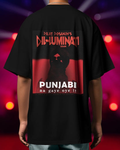 Diljit Dosanjh Dil - Luminati Tour T-Shirt "Punjabi Agaya Oye" | Limited Fan Edition | Front and Back - zven.in