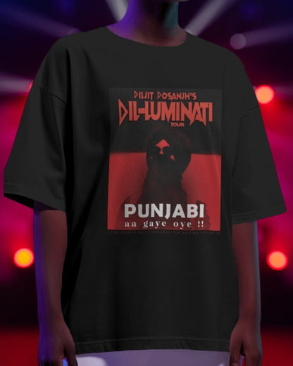 Diljit Dosanjh Dil - Luminati Tour T-Shirt "Punjabi Agaya Oye" | Limited Fan Edition | Front Featured - zven.in