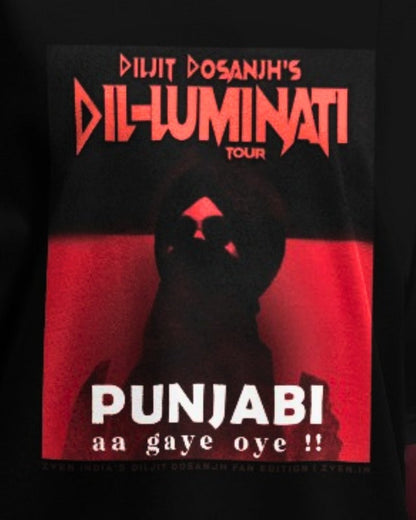 Diljit Dosanjh Dil - Luminati Tour T-Shirt "Punjabi Agaya Oye" | Limited Fan Edition | Front Featured - zven.in