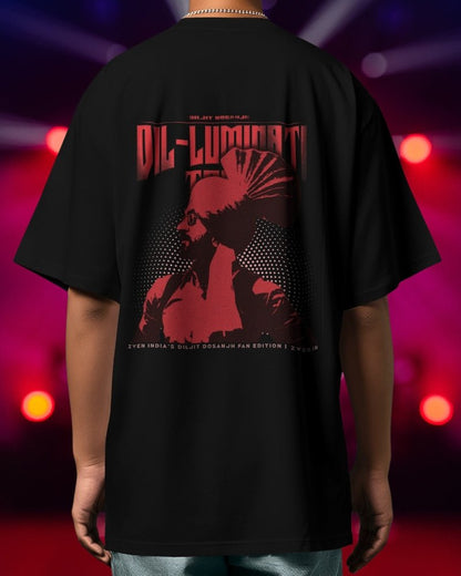 Diljit Dosanjh Red & Black Dil - Luminati Tour T-Shirt | Limited Fan Edition | Front and Back - zven.in